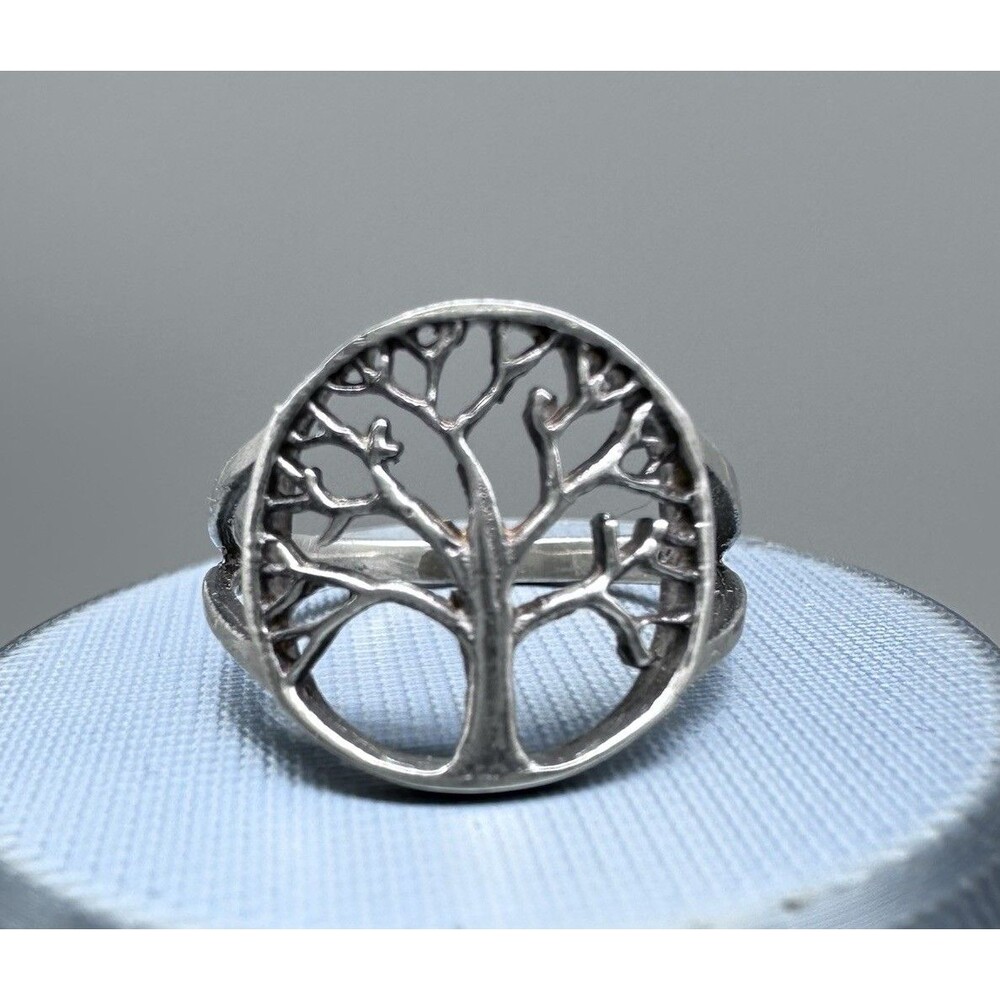 Round Tree Of Life Ring 925 Sterling Silver Women's Nature 6.75